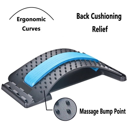 Back Stretcher Pain Relief Lumbar Massager Multi-Level Adjustment Posture Corrector Blue