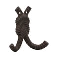 thumbnail image 2 of Parisloft Antique Brown Set of 3 Rope Cast Iron Double Wall Hooks, 2 of 4
