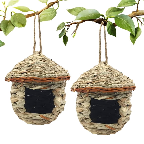 Gute Hummingbird House, Grass Hand Woven Birdhouses for Outdoors Hanging, Natural Bird Hut for Outside, Bird Houses for Audubon Fi