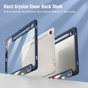 Fintie Hybrid Slim Case for Samsung Galaxy Tab S10 Lite/ S10 FE/ S9 FE 10.9 Inch/ S9 11 Inch with S Pen Holder, Shockproof Cover with Clear Transparent Back Shell, Auto Wake/Sleep, Blooming Hibiscus