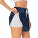 thumbnail image 1 of Balery Snowflake Dark Blue Pantalones cortos deportivos para mujer con forro y dos bolsillos, elásticos, para entrenamiento, gimnasio, yoga-Large, 1 of 7
