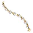 thumbnail image 2 of 14k Two Tone Gold Link Chain Bracelet Fancy H, 2 of 7