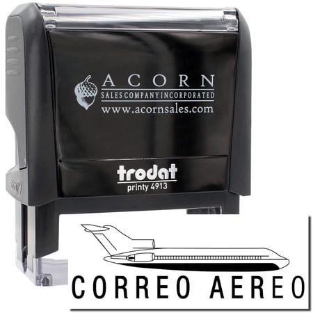 Large Self-Inking Correo Aero Stamp, Trodat Printy 4913, Press and Print Stamping, Impression Size 7/8" x 2-1/4", Up to 10,000 Impressions - Black Ink