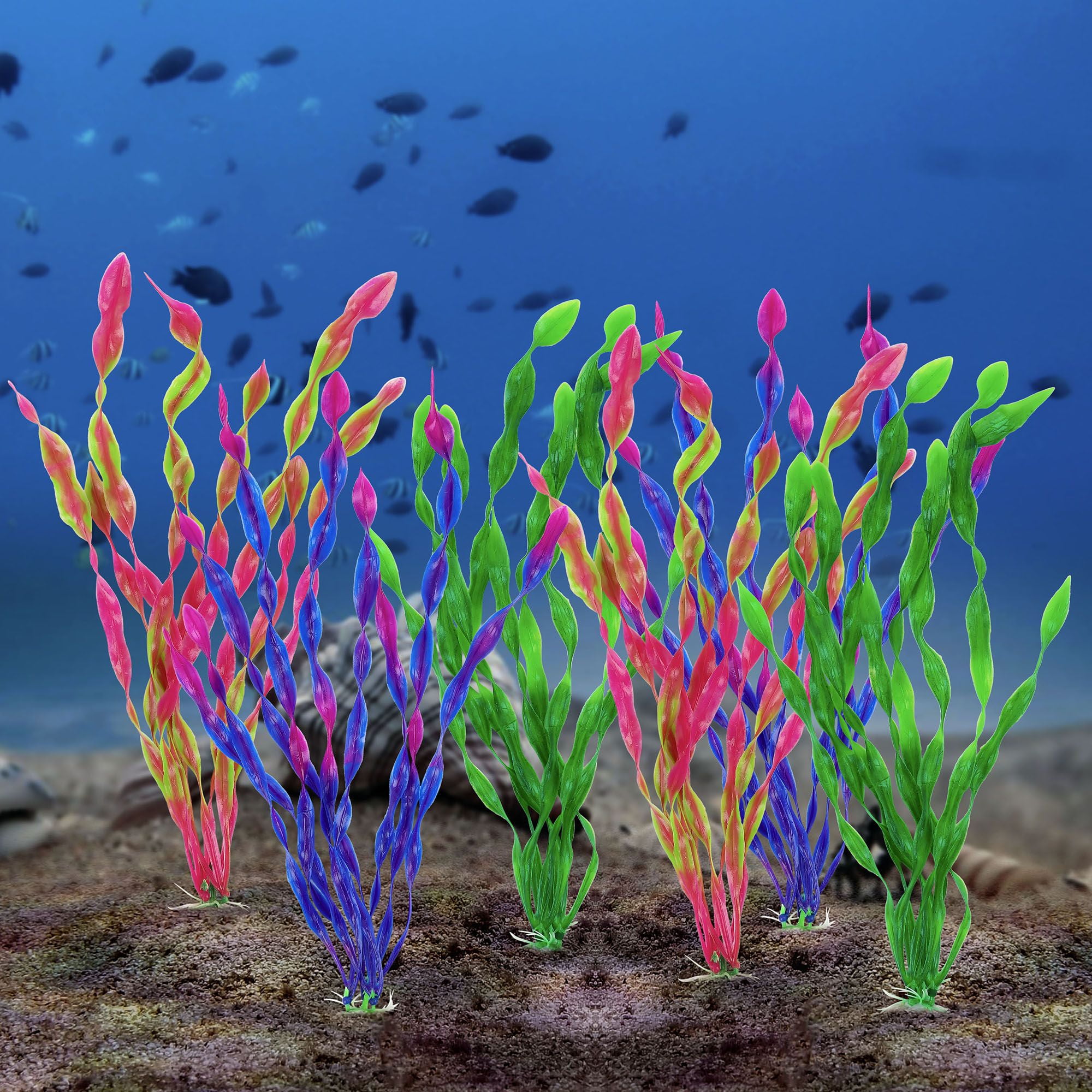 Deago 10 Pcs Artificial Seaweed Water Plants for Aquarium Plastic