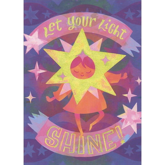 RSVP Let Your Light Shine: Woman with Sparkling Star Around Face Birthday Card for Daughter