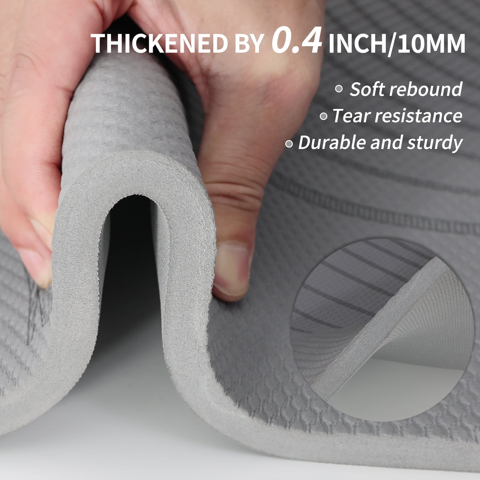 4W Wide Yoga Mat, Extra Large 35" x 72" Pilates Matt, 10mm Thick Non Slip Mat, TPE Tear-Resistant Exercise Mats for Home Workouts (Grey)
