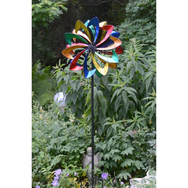 Red Carpet Studios 75 in. Multi Color Petal Wind Spinner