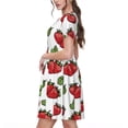 thumbnail image 2 of Haiem Hand Drawn Strawberry Pattern Women's Short-Sleeve Scoop Neck Swing Dress, 2 of 6