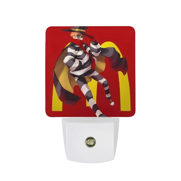 Hamburglar / Ladrón de Hamburguesas Luz nocturna LED con sensor de anochecer a amanecer para dormitorio, baño, pasillo, escaleras - Lámpara LED nocturna de enchufe, 0.5W - 1 pieza