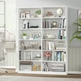 thumbnail image 3 of Homfa 74.3” Double Wide 6-Tier Bookcase, Extra Large Wooden Freestanding Display Bookshelf for Home Office Living Room, White, 3 of 7