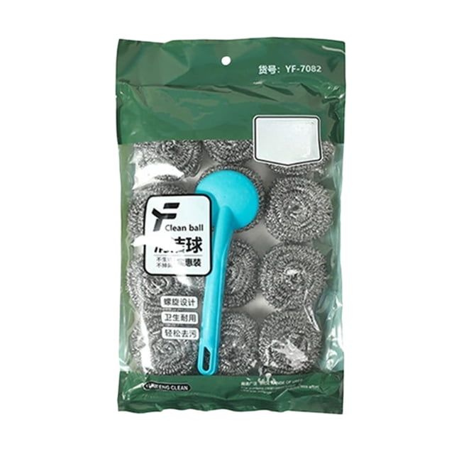 Stainless Steel Wire Ball Set, Detachable Handle Kitchen Brush, Fragment-Free Scrubber for Pots and Sinks.