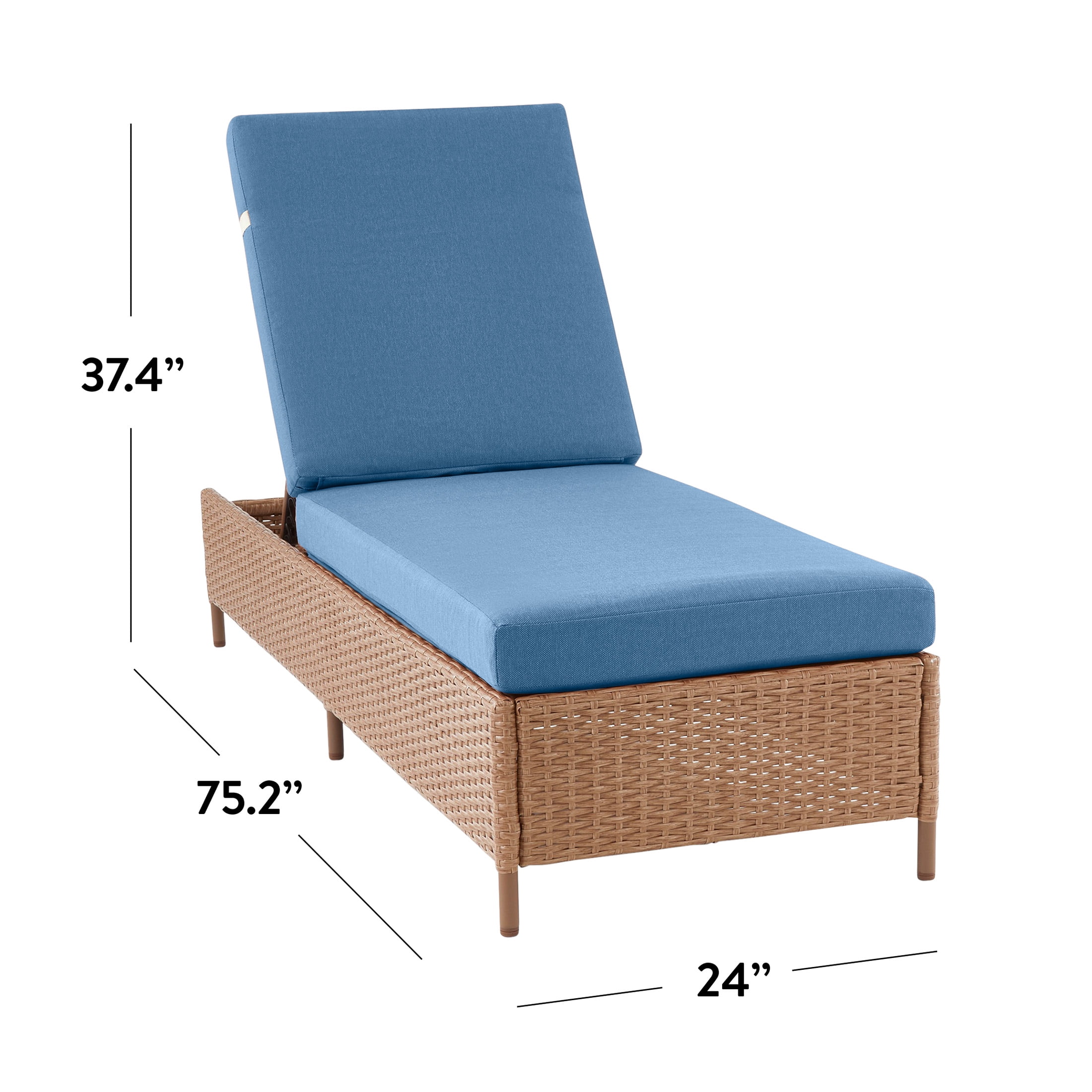 Mainstays Chelsea Outdoor Patio Steel Chaise Lounge,Blue