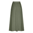 thumbnail image 5 of MIXUE Skirts For Women Summer Solid Color Casual With Pockets Plus Size High Waist Pleated Long A Line Flowy Travel Denim Maxi Skirt Activewear,Green,XL, 5 of 5