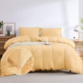thumbnail image 2 of Haperlare Queen Duvet Cover Set Washed Microfiber Yellow Bedding Set Ultra Soft Comfy Zippered Luxury Solid Comforter Cover with Zipper Ties-90x90, 2 of 7