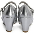 thumbnail image 5 of Chariot & Co: Nova - Womens Mary Jane Platform Wedge Pumps - Comfort Chion Ankle Strap Office Party Dress Shoes (Silver, 6), 5 of 6
