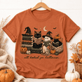 thumbnail image 2 of All Booked for Halloween Shirt, Ghost Cat Witch Books Comfort Colors Unisex Graphic Tee - Yam, S, 2 of 4