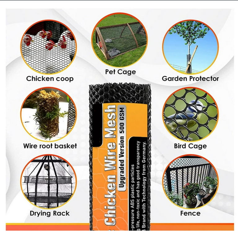 Reusable Plastic Chicken Wire Fence Mesh Lightweight Durable Hexagonal Mesh  DIY Project for Home Garden Courtyard White 40*300cm 