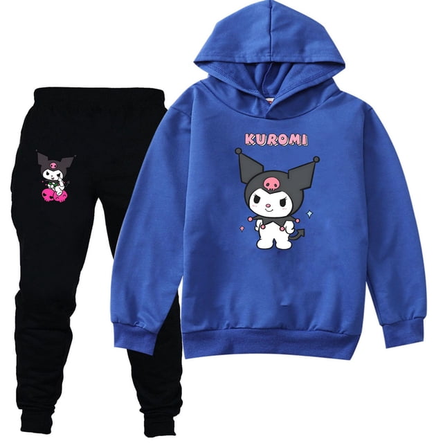 Kuromi Kuromi traje para niños ropa de primavera y otoño niñas con capucha sudadera fina pantalones 2223