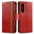 thumbnail image 3 of Case for Sony Xperia 1 III Cover Leather Wallet Folio Case Book Design Flip Magnetic Closure - Red, 3 of 5