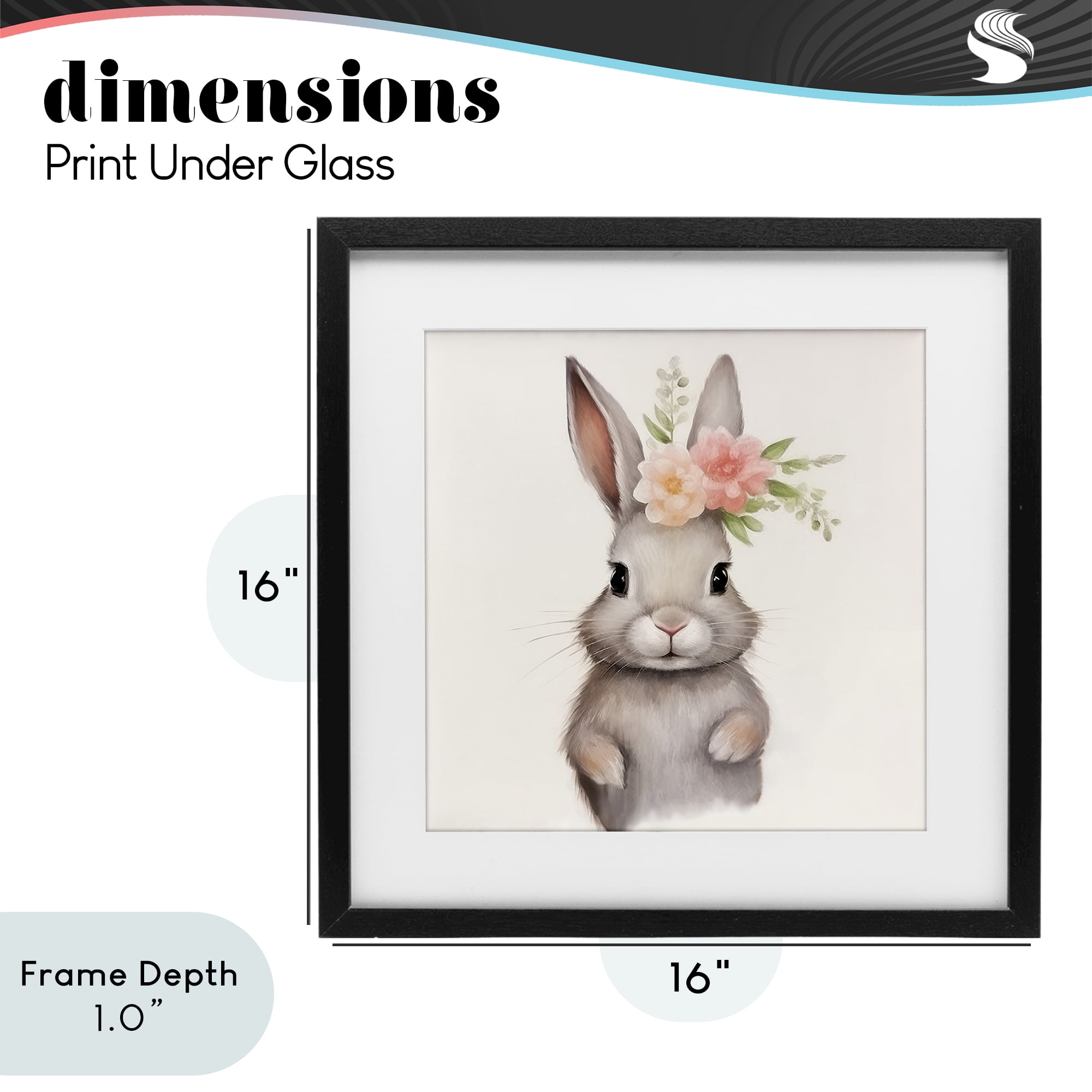 Stupell Industries Sweet Floral Crowned Bunny Black Framed Print Under Glass, design by Lazar Studio