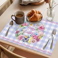thumbnail image 3 of Happy Easter Placemats Set of 12, Eggs Flower Wreath Butterfly Pink Leaf Purple Plaid Non-Slip Place Mats Washable Table Mats for Kitchen Dining Table Decorations Indoor/Outdoor, 3 of 9