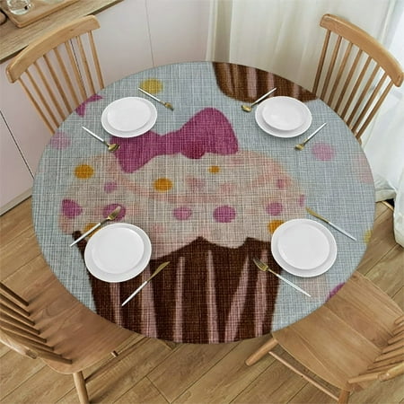 

Patifu Round Tablecloth Stain-Resistant Washable Elastic Edge for Picnic Dining Kitchen Farmhouse Home - Ideal for Indoor and Outdoor Use 31 -35