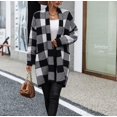 thumbnail image 4 of OUSITAID Femmes 2023 Automne Long Pull à Carreaux Ouvert devant Chunky Tricot Cardigan Pull Manteau, 4 of 7