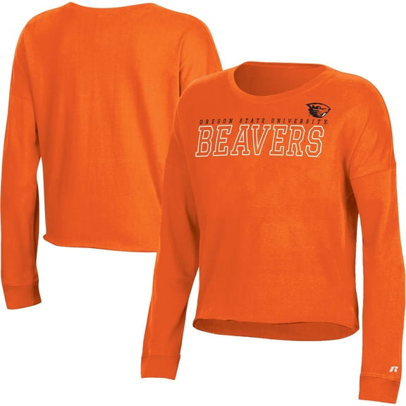 Women's Russell Athletic Orange Oregon State Beavers Fashion Cropped Long Sleeve T-Shirt