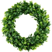 Boxwood Wreath 15" Artificial Green Wreath for Home Wedding Party Decor by Coreus