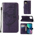 thumbnail image 1 of Compatible with iPhone 14 6.1 inch Case, Glitter Leather Flip Wallet Diamond Butterfly Shockproof Case with Card Holder Stand with Wrist Strap Compatible with iPhone 14,Purple, 1 of 6