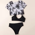 thumbnail image 2 of Girls Swimwear Toddler Girls Retro Short Sleeved Shirt Three-Piece Suit Baby Summer Clothing,Color Black,Size 5-6Years, 2 of 6