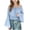 Blue, variant on Girls Summer Gingham off the Shoulder Top Elastic Waist Split Hem 3/4 Bell Sleeve Casual Blouse for Kids Ages 5-15 Yellow