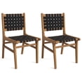 thumbnail image 1 of Gymax 2PCS Solid Teak Hand-Woven Strap Outdoor Dining Chairs w/Flex Support for Garden, 1 of 9