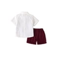 thumbnail image 4 of Kids Boys Gentleman Clothes Outfits Patchwork Bowtie Short Sleeve Blazer Waistcoat Shirts Solid Color Shorts 2Pcs Suit, 4 of 9