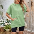thumbnail image 4 of SWSMCLT Women's Short Sleeve Shirt Elasthane Hoodies Cozy Hooded Date Crew Neck Billowy Holiday Light Pull Over Kangaroo Pocket Green Small, 4 of 5