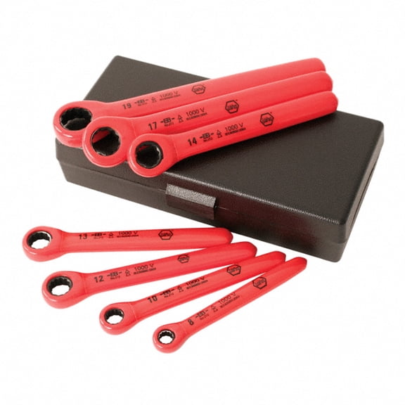 Wiha 21290 Insulated Metric Ratchet Wrench Set, 7 Piece