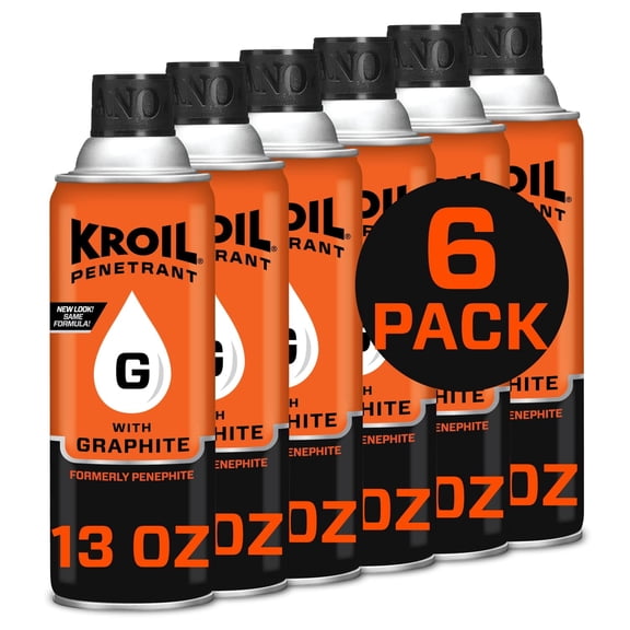Kroil Penetrant with Graphite (Aerosol Spray-13oz Can-Case of 6), High Temperature Penetrating Lubricant for Small Gaps, Corroded Metal, Seized Parts (AZPH132C6)
