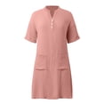 thumbnail image 4 of Afdoent Dresses For Women 2026 Casual V Neck Dress With Pockets And Buttons Comfortable Everyday Spring Summer Dress Flowy Relaxed Fit Travel Outfits, 4 of 5