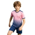 thumbnail image 4 of LIIPEE Summer Outfits For Boys Athleisure Gradient Color Short Sleeve Tees Solid Color Shorts 2 Piece Set Kids Quick Drying Breathable Sports Outfit Sets,13-14 Years, 4 of 6