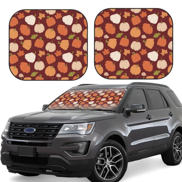Fotbe Happy Thanksgiving Day Juego de 2 Piezas de Parasoles para Parabrisas | Bloqueador Solar para Auto | Accesorios Plegables para Protección Solar Interior-Small