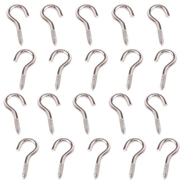 FUTUREORYY 100Pcs Outdoor Screw Hooks Silver Metal for Home Improvement Projects