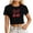 Black1, variant on Women's Slim Fit Cherry Bow Graphic Crop Top Y2K Short Sleeve Slim Fit Shirts Casual Summer Tee (Pink S)