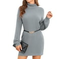 thumbnail image 2 of Vestido jersey de manga abullonada,Vestido suéter de cuello alto para mujer Vestido jersey de punto Vestido suéter de cuello alto Aspecto llamativo, 2 of 7