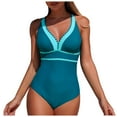thumbnail image 1 of Yammkia Robe pour Femme Maillot de Bain une Pièce pour Femme Modeste Contrôle du Ventre Maillot de Bain Robe de Bain à devant Torsadé Tenue de Bain 2026 (Bleu, M), 1 of 7