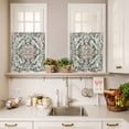 thumbnail image 3 of 3 Piece Kitchen Curtains and Valances Set Green Orange Boho Cafe Curtains 36 Inch Length Abstract Medieval Vintage Ethnic Floral Valance & Tier Curtain for Living Room Bedroom 54"x18"+27"x36"*2, 3 of 6