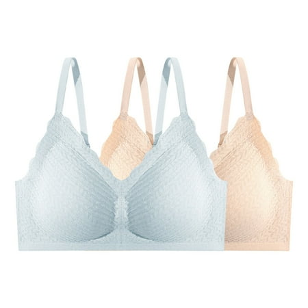

Sksloeg Bra for Women Push Up Wireless Bra Seamless T Shirt Ribbed Print Bras No Underwire Plunge Everyday Bra pack Of 2 Green M