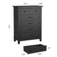 thumbnail image 2 of Commode à 5 Tiroirs pour Chambre, Commode Verticale de 41,3 Po de Hauteur avec Grand Rangement, Coffre de Garde-Robe Autoportant en Bois pour Chambre, Salon, Noir, 2 of 7