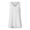 thumbnail image 2 of ZOHIUM Women's Summer Vest European and American Solid Color Loose V Neck Sleeveless T Shirt Tops for Women (White,L), 2 of 4