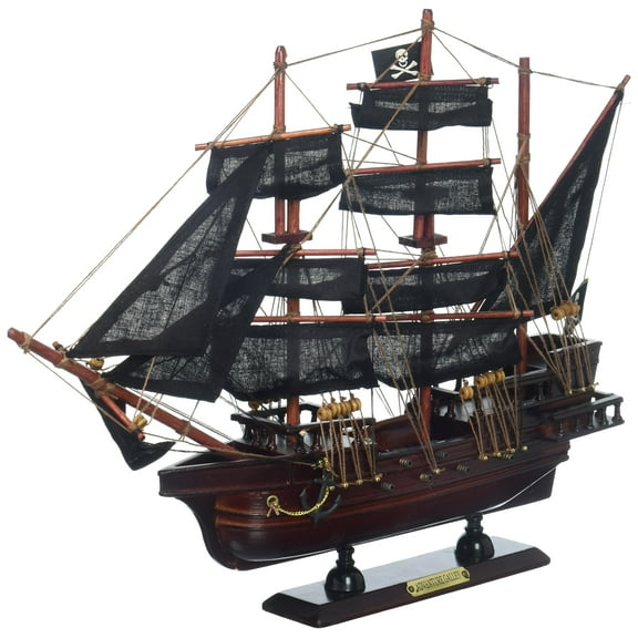 Hampton Nautical Wooden Captain Kidd's Adventure Galley Model Pirate Ship, 15"