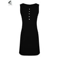 thumbnail image 3 of PULLIMORE Womens Sleeveless T Shirt Dress Casual Crew Neck Button Down Straight Summer Tunic Dresses (M, Black), 3 of 7